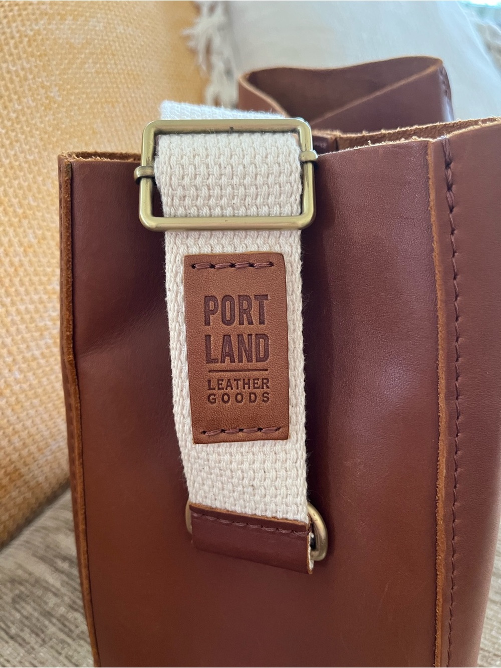 Portland Leather Brown Butterfly Bucket Bag - Picture 8 of 10